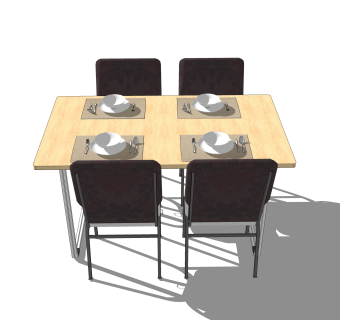 现代简约餐桌椅草图大师模型，餐桌椅skb文件