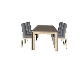 现代餐桌椅免费su模型，现代餐桌椅skp模型下载