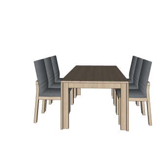 现代餐桌椅免费su模型，现代餐桌椅skp模型下载