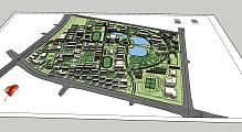 现代城市规划设计SU模型下载，城市规划草图大师模型