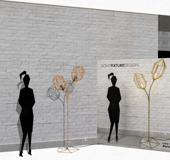 现代创意金属落地灯su模型，落地灯sketchup模型下载