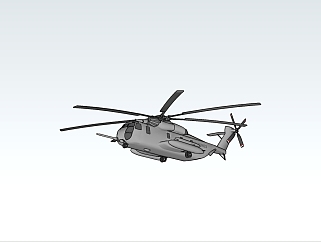现代<em>军用</em>直升机草图大师模型，直升机sketchup模型