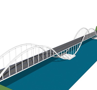 现代桥梁草图大师模型下载，sketchup桥梁su模型分享