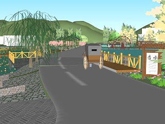 现代乡村公园sketchup模型，乡村公园草图大师模型下载