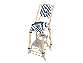 现代竹制品草图大师模型，竹制椅子su模型下载