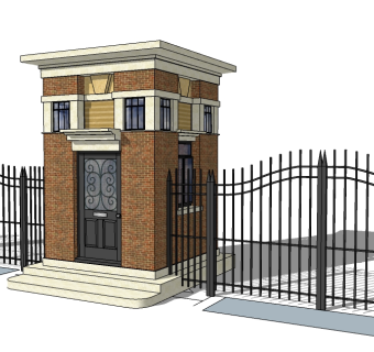 欧式入口大门草图大师模型下载，入口大门sketchup模型