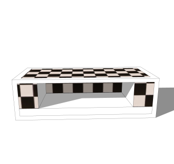 现代瓷砖草图大师模型，双人床SKP模型下载