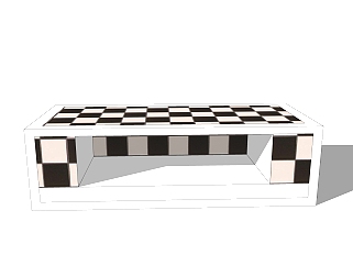 现代瓷砖草图大师模型，双人床SKP模型下载