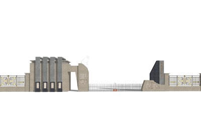 新中式学校门头草图大师模型，学校门头sketchup模型免费下载