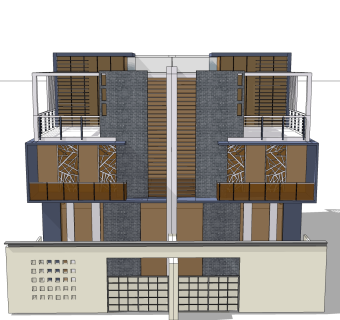 现代独栋别墅草图大师模型下载，独栋别墅sketchup模型