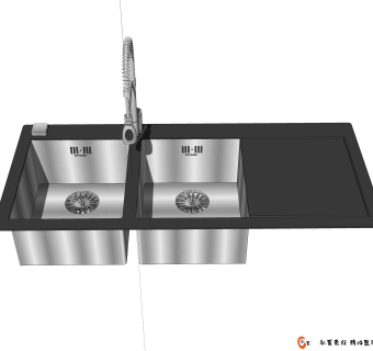 洗菜盆草图大师模型，洗菜盆SU模型下载