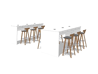 <em>现代吧台</em>椅组合草图大师模型，桌椅sketchup模型下载