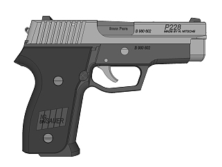 瑞士西格绍尔P228手枪草图大师<em>模型</em>，手枪SU<em>模型</em>下载