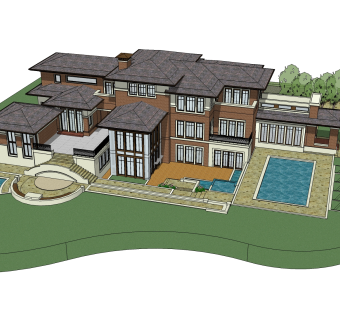 欧式别墅su模型，别墅skb文件下载