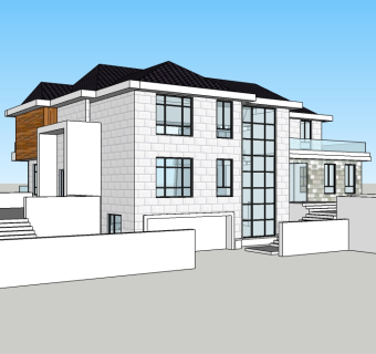 现代独栋别墅su模型下载，别墅草图大师模型分享