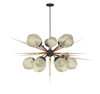 后现代圆球吊灯草图大师模型，玻璃吊灯效果图su模型下载