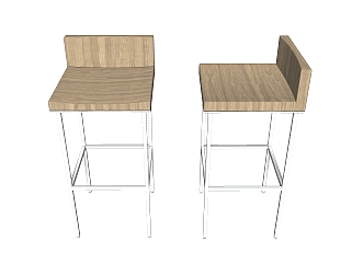 现代实木吧椅sketchup模型，吧椅草图大师模型下载