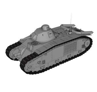 现代B1重型坦克草图大师模型，重型坦克sketchup模型下载