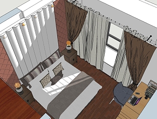 现代小型卧室sketchup模型免费下载