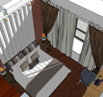 现代小型卧室sketchup模型免费下载