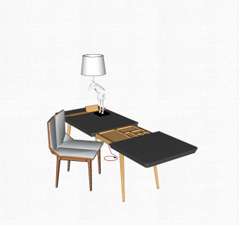现代简约班台桌su模型，班台桌sketchup模型下载