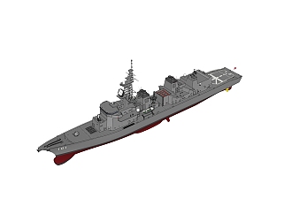 现代日本村雨级101村雨号驱逐舰草图大师模型，驱逐舰su模型下载