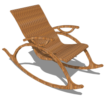 现代摇椅草图大师模型，实木摇椅sketchup模型下载