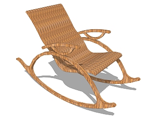 现代摇椅草图大师模型，实木摇椅sketchup模型下载
