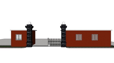 现代大门入口su模型下载、入口大门草图大师模型下载