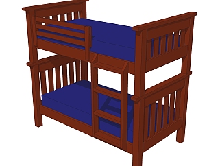 现代高低<em>床铺</em>草图大师模型，儿童床SU模型下载