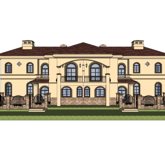 欧式连排别墅草图大师模型，别墅sketchup模型免费下载