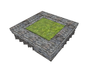现代<em>方形树池</em>SU模型下载，树池坐凳skb模型分享