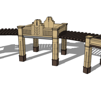 欧式入口大门草图大师模型下载，入口大门SU模型免费下载