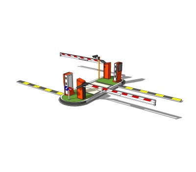 现代车行道闸SU模型，车行道闸SKP模型下载