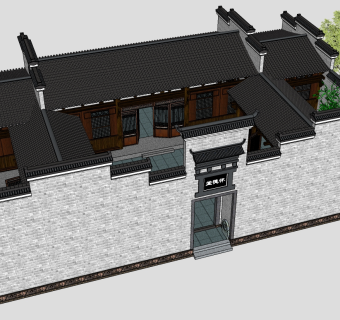 古建怀德堂草图大师模型下载、古建怀德堂su模型下载