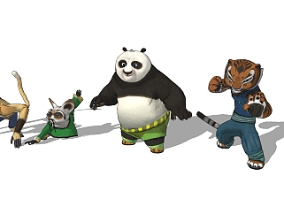 现代<em>功夫</em>熊猫动物草图大师模型，动物sketchup模型下载