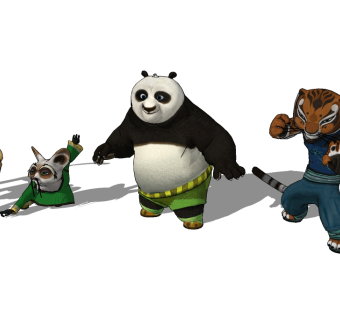 现代功夫熊猫动物草图大师模型，动物sketchup模型下载