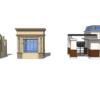 现代岗亭SU模型，岗亭SKB文件下载