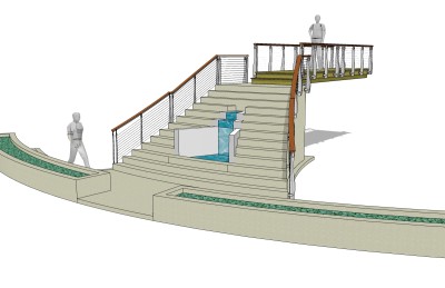 现代户外单跑楼梯草图大师模型，户外单跑楼梯sketchup模型免费下载