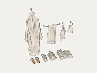 现代睡衣浴巾组合草图大师模型，睡衣浴巾组合sketchup模型下载