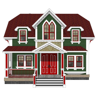 美式别墅草图大师模型，别墅SKB文件下载