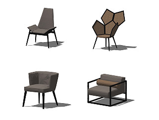 现代单椅组合草图大师模型，单椅sketchup模型下载