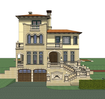 欧式别墅su模型，别墅草图大师模型下载