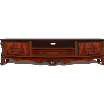 欧式实木电视柜草图大师模型，柜子sketchup模型下载