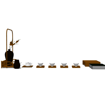 中式茶壶花器摆件草图大师模型,现代装饰品su模型下载