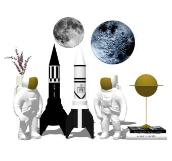 宇航员火箭星球摆件草图大师模型,现代摆件su模型下载