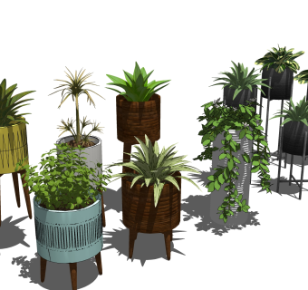 现代风格盆栽sketchup模型下载