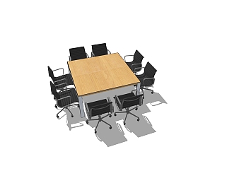 现代小型会议桌su模型，会议桌sketchup模型下载