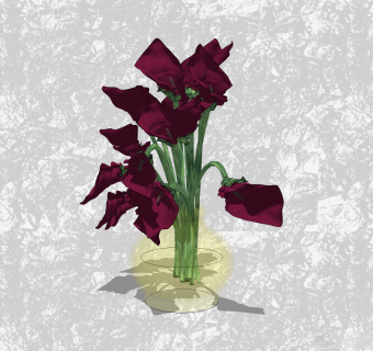 马蹄莲插花草图大师模型，花艺花瓶sketchup模型下载