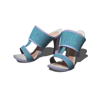 现代女士凉拖鞋草图大师模型,服装店衣架su模型下载